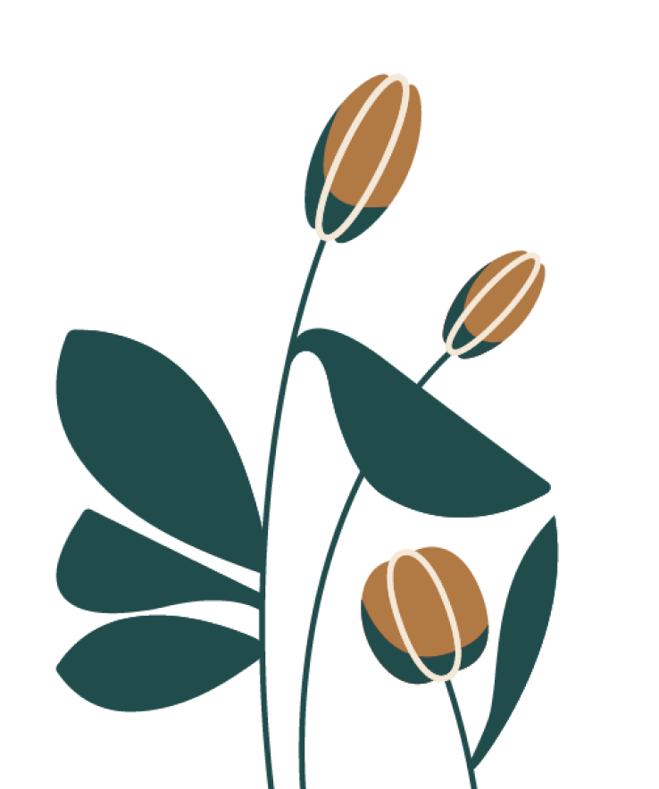Tech Solidarity Lab Logo that shows a green and gold motif of a flower garden